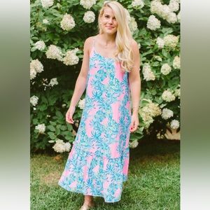 NWT Lilly Pulitzer Winni Midi Dress in Pelican Pink Beat the Heat Size Small